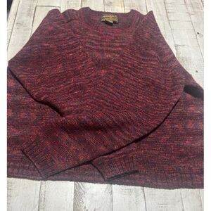 Eddie Bauer Wool Sweater Men Small Green Long Sleeve Cable Knit Pullover Stretch